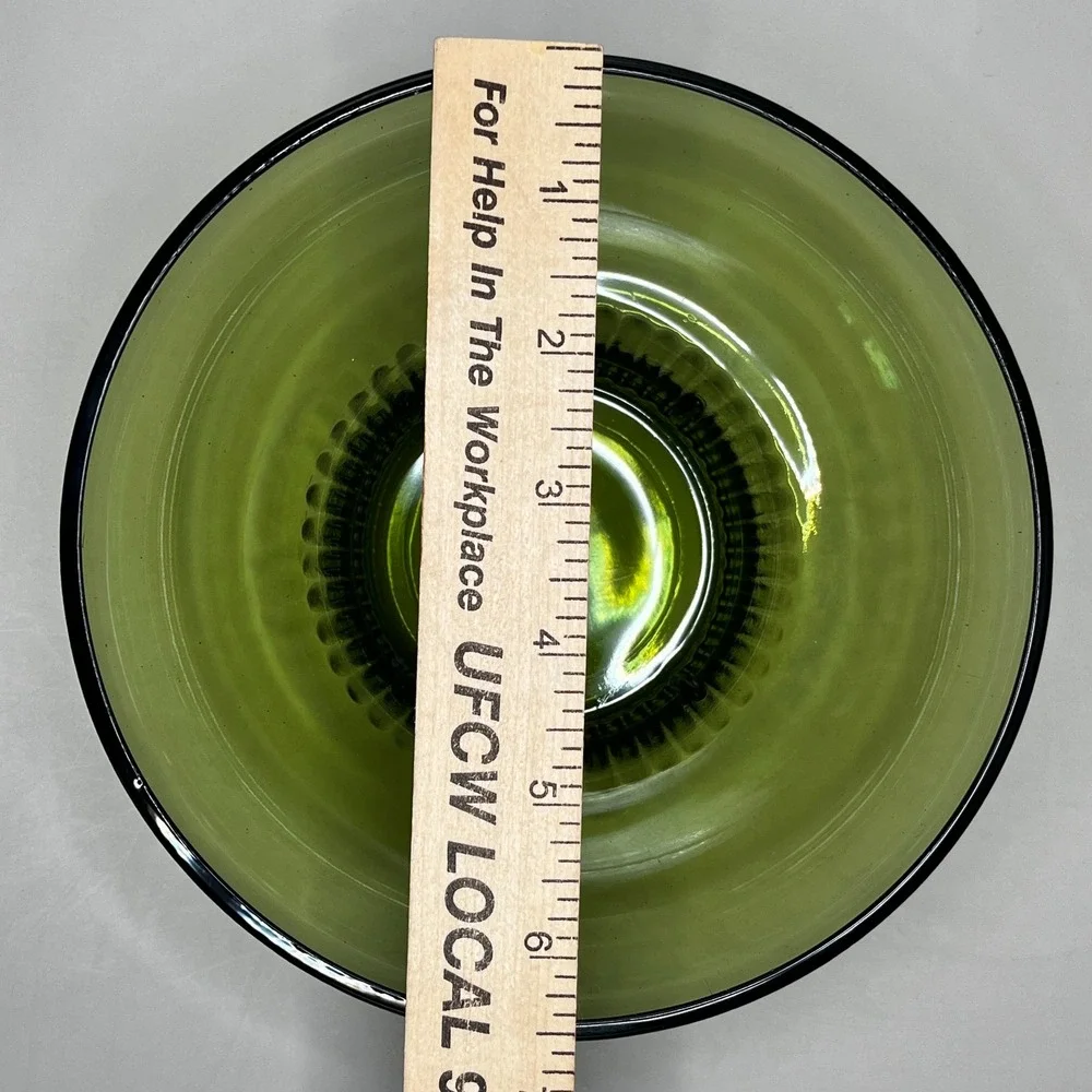 Vtg AL Randall Co 1960s Green Candy Bowl Ribbed Collar Base 6.5